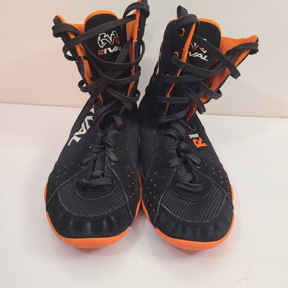 Rival RSX-ONE Mens Boxing Shoes Boots Black Orange Lace Up Size 11 - Picture 2 of 8
